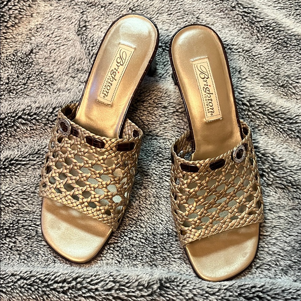 Brighton Tifany Gold Woven Mules